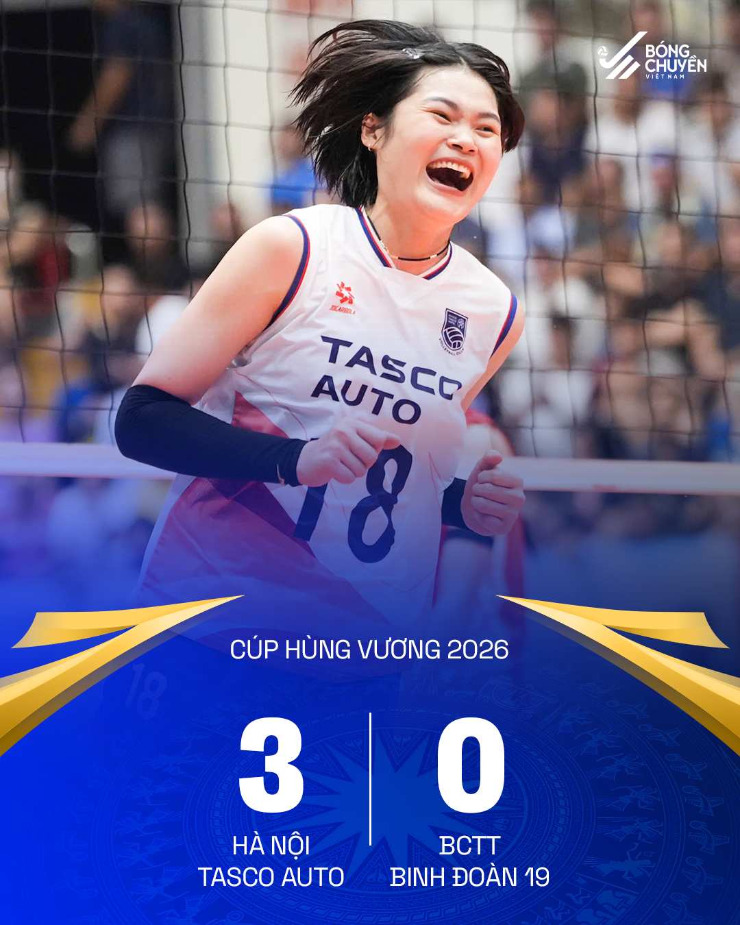 Xác định đội đầu tiên vào chung kết Giải bóng chuyền Cúp Hùng Vương 2026

